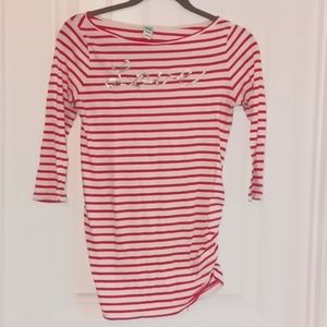 Pink/White Stripe Maternity Top